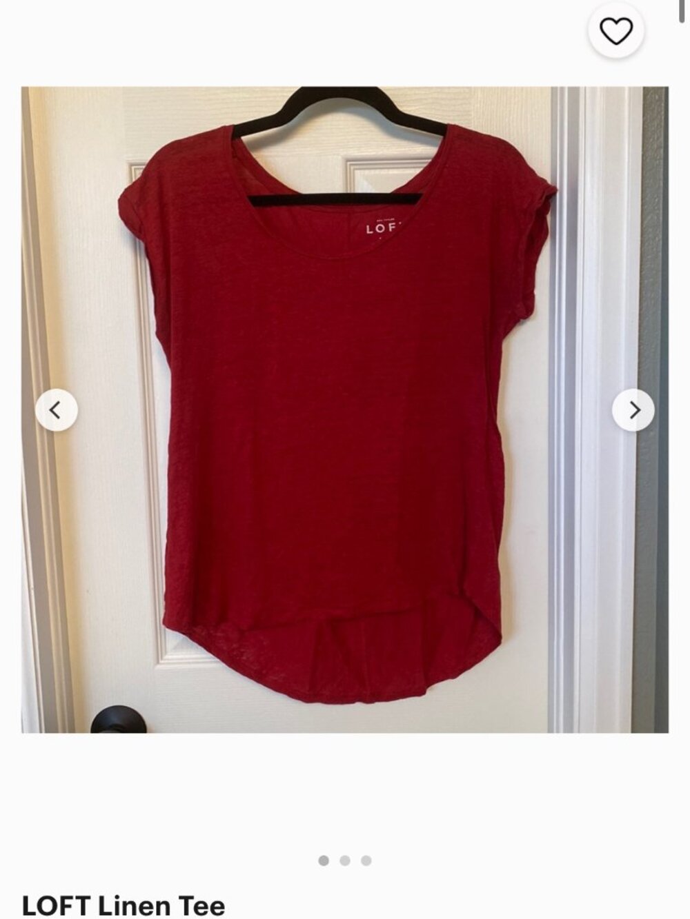 LOFT Crimson Scoop Neck Linen-Blend Tee xs